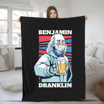 Discover Beer Fun Ben Franklin Drinking Beer Benjamin Dranklin Fleece Blankets