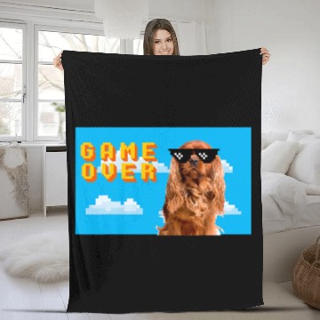 Discover 8Bit Game Over Cavalier King Charles Brown Fleece Blankets