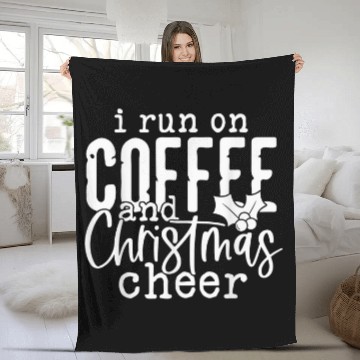 Discover Coffee Fun Run On Coffee And Christmas Cheer Santa Holiday Fleece Blankets