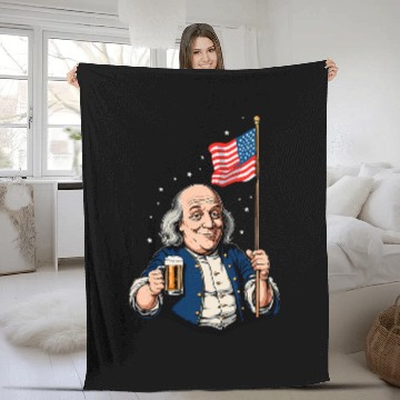Discover Beer Fun Benjamin Franklin With Beer Mug Fleece Blankets
