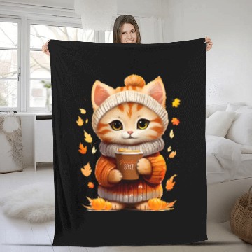 Discover Coffee Fun Cute Autumn Cat Fall Pumpkin Spice Cats Coffee Latte Lover Baseball Tees Fleece Blankets