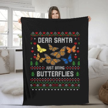 Discover Butterfly Christmas Ugly xmass Insect Sweater Zip Fleece Blankets