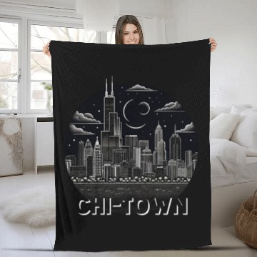 Discover ChiTown Downtown Windy City Chicago Skyline Line Art Gift Baseball Tees Fleece Blankets