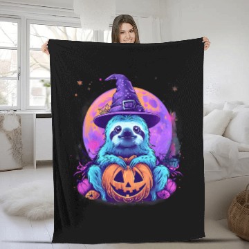 Discover Sloth Pet Witchcraft Hat Scary Pumpkin Lantern Halloween Fleece Blankets