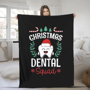 Discover Christmas Dental Squad Matching Tooth dentists Christmas Fleece Blankets