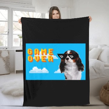 Discover 8Bit Game Over Cavalier King Charles Spaniel Fleece Blankets