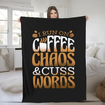 Discover Coffee Fun Run on Coffee Chaos Cuss Words Java Lover Men Women Zip Fleece Blankets