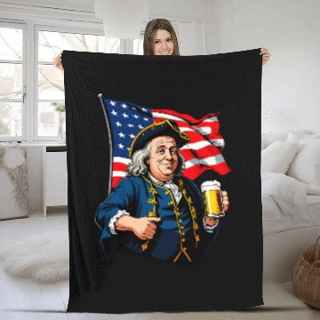 Discover Beer Fun Benjamin Franklin With Beer Mug American Flag 6 Fleece Blankets