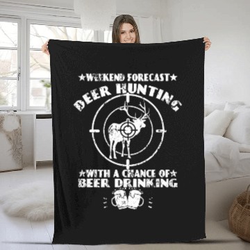 Discover Beer Fun Weekend Forecast Funny targets Deer Elk Hunting Beer Drinking Baseball Tees Fleece Blankets