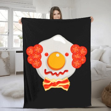 Discover Lacrosse Gift Funny Clown Fried Egg   with Bacon and Tomato Funny Fleece Blankets