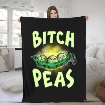 Discover Lacrosse Gift Bitch Peas 2Funny Vegetable Vegan Peas Sarcastic Pun Fleece Blankets