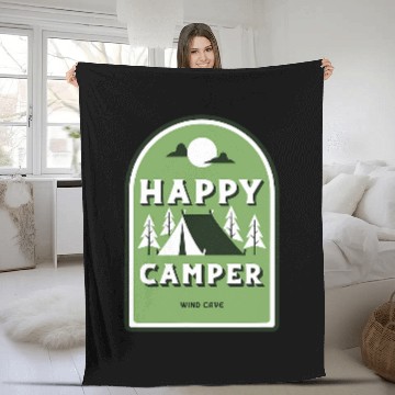 Discover Wind Cave Happy Camper Fleece Blankets