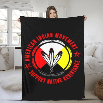 Discover American Indian Movement Support Native Resistance Fleece Blankets