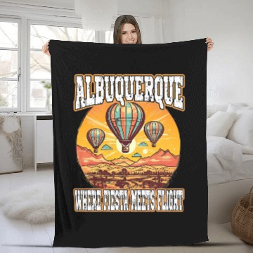 Discover Albuquerque Balloon New Mexico Hot Air Balloon Fleece Blankets