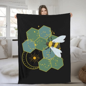 Discover Cute Buzzed Sun Honeycomb Yellow Honey Bumble Bee Art Fleece Blankets