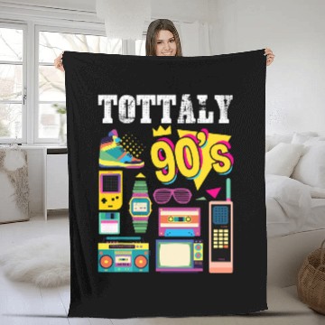 Discover 90s Retro   1990s Party Turntable Cassette Electro Music Fleece Blankets