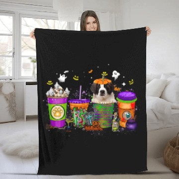 Discover Dog Saint Bernard Halloween Coffee Pumpkin Spice Late Iced Baseball Tees Fleece Blankets