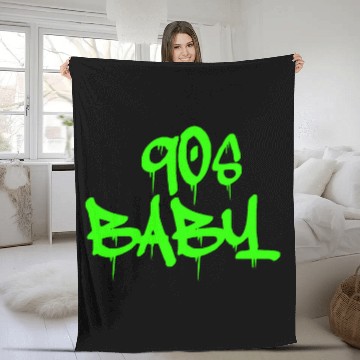 Discover CUTE 90S BABY LIME GREEN GRAFFITI CREATIVE COLLECTION Fleece Blankets