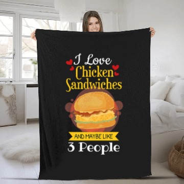 Discover Chicken Lover Funny Chicken Sandwich   Sarcastic Chicken Burger Fleece Blankets