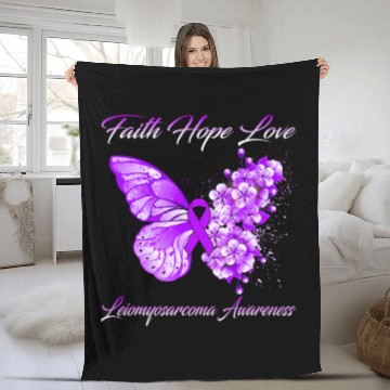 Discover Butterfly Faith Hope Love Leiomyosarcoma Awareness Fleece Blankets
