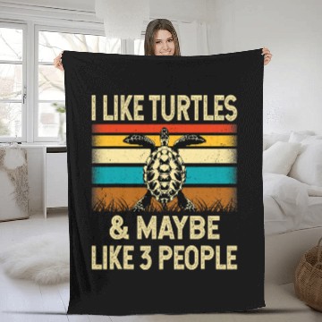 Discover Turtle Pet I Like Turtles Maybe Like 3 People Retro Turtle Fleece Blankets