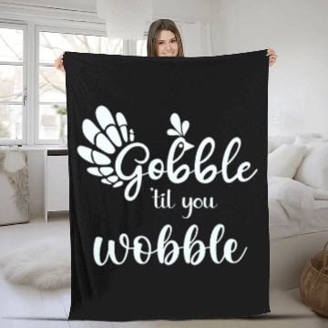 Discover Lacrosse Gift Gobble til you Wobble Funny Thanksgiving Turkey Baseball Tees Fleece Blankets