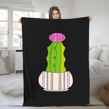 Discover Cute Hybrid Cactus In A CableKnit Patterned Pot Fleece Blankets