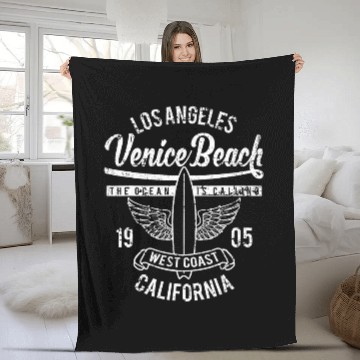 Discover Venice Beach californias Retro vintages Surf Distressed Design 2 Baseball Tees Fleece Blankets