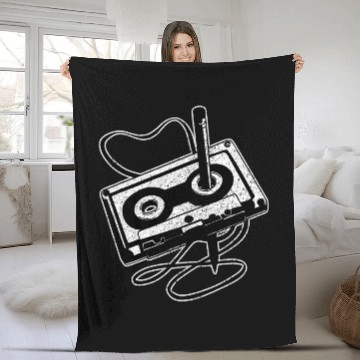 Discover 80s Cassette Tape Pencil Retro vintages Throwback Music Fleece Blankets