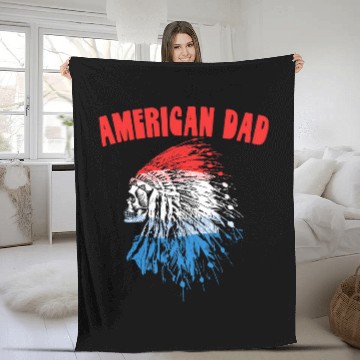 Discover American Dad Retro Native American Indian Skull Headdress Baseball Tees Fleece Blankets