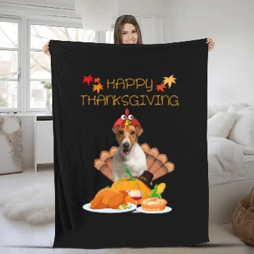 Discover Happy Thanksgiving Day Jack Russell Terrier Gift Fun Turkey Baseball Tees Fleece Blankets
