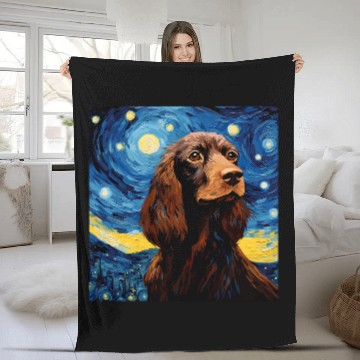 Discover Boykin Spaniel Starry Night For Dog Mom Dog Dad 2 Fleece Blankets