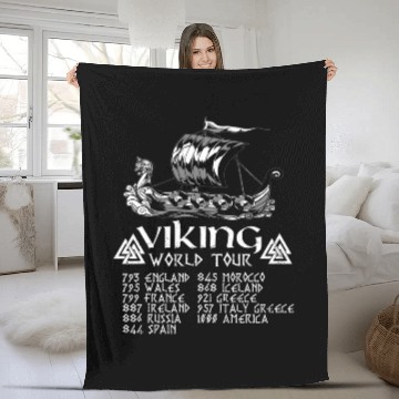 Discover Viking World Tour Viking Warrior Ship Fleece Blankets