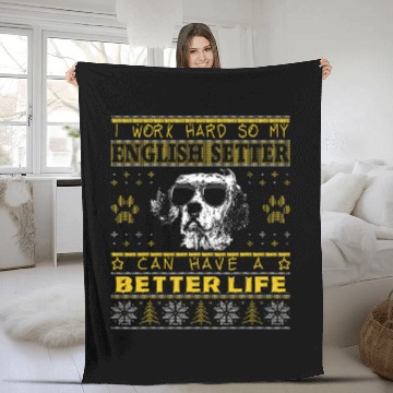 Discover Better Life with English Setter Funny Ugly Christmas Zip Fleece Blankets