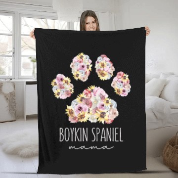 Discover Boykin Spaniel Mama Floral Paw Dog Mom Fleece Blankets