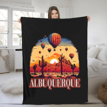 Discover Albuquerque Balloon New Mexico Hot Air Balloon 14 Fleece Blankets