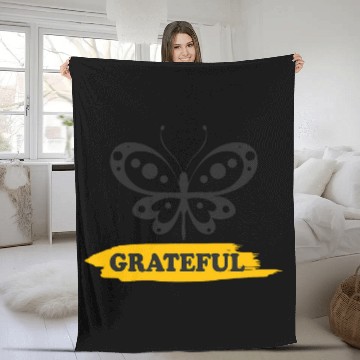 Discover Butterfly Grateful Baseball Tees Fleece Blankets