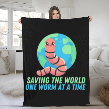 Discover Lacrosse Gift Earthworm Earth Day Saving The World One Worm At A Time Fleece Blankets