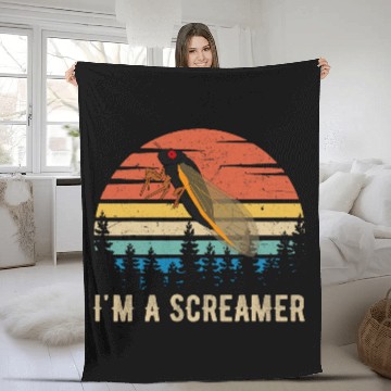 Discover Im A Screamer Funny Cicada Brood X 17 Year Bug Insect Lover Fleece Blankets