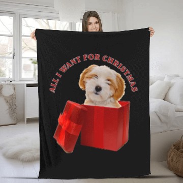Discover All I Want For Christmas Tibetan Terrier Fleece Blankets