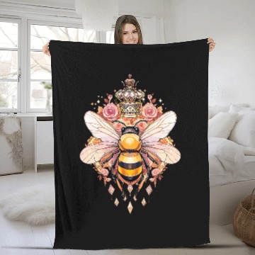 Discover Queen bee and Honey Beekeeper Beekeeping 5 Fleece Blankets
