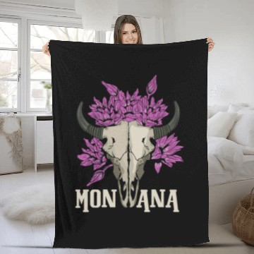 Discover Skeletons Skulls Buffalo Skull Bitterroot Flower Montana Awesome Skull Baseball Tees Fleece Blankets