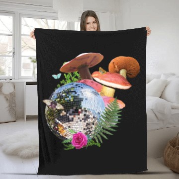 Discover Disco Ball Cottagecore Mushroom Butterfly Flowers Fleece Blankets