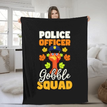 Discover Officer Gobble Squad Design Thanksgiving Police Fleece Blankets