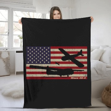 Discover Waco CG4 WW2 Military Glider American Flag Fleece Blankets