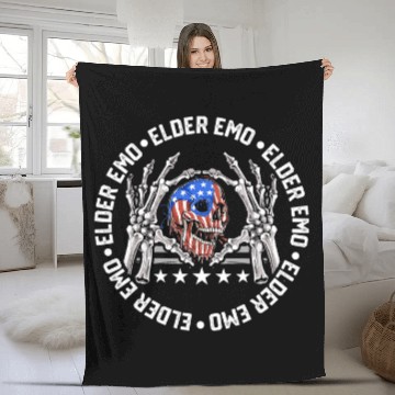 Discover Skeletons Skulls American Flag Elder Emo Skull Fleece Blankets