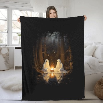 Discover vintages ghosts Campfire Camping Gothic Halloween 2 Fleece Blankets
