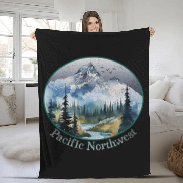 Discover Pacific Northwest Mountains Watercolor Trees Hiking Souvenir Baseball Tees Fleece Blankets