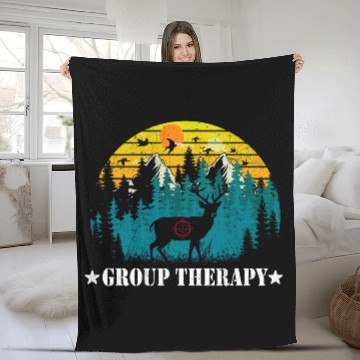 Discover This Is What I Call Group Therapy Funny Retro Hunting Deer Fleece Blankets