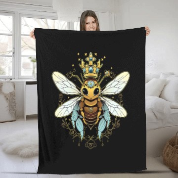 Discover Queen bee and Honey Beekeeper Beekeeping 1 Fleece Blankets